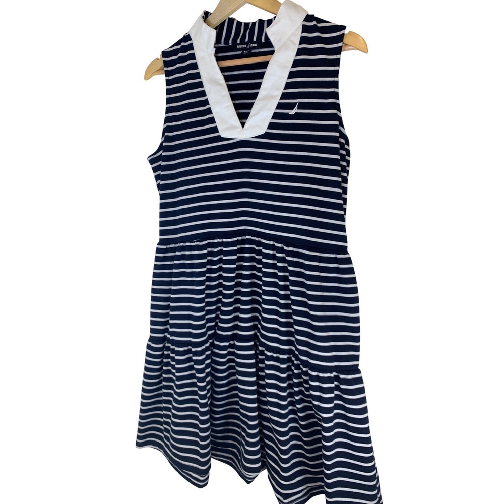Nautica Jeans Striped Medium Preppy Coastal Nautical Mini Dress Women